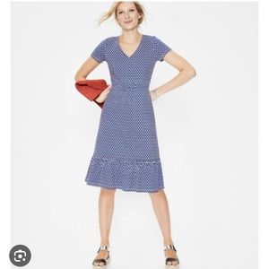 Boden Melissa Jersey Dress in Candy Stick Diamond Lattice V neck 8L J0341